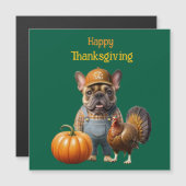 Carte Magnétique Französische Bulldogge Thanksgiving French Bulldog (Devant / Derrière)