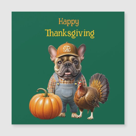 Carte Magnétique Französische Bulldogge Thanksgiving French Bulldog (Devant)