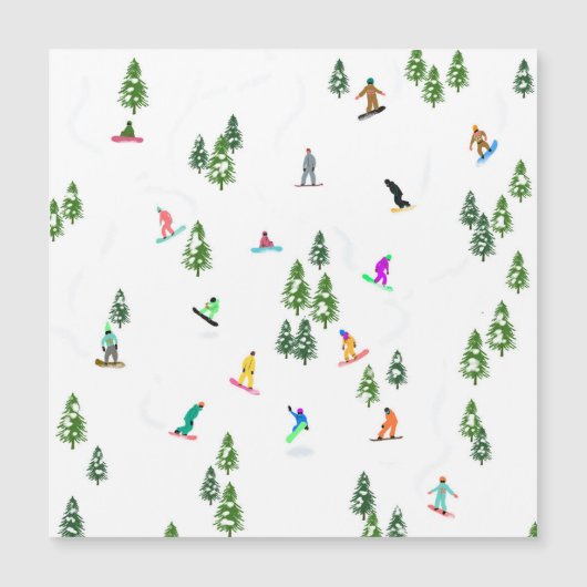 Carte Magnétique Freeride Snowboarder Illustration de snowboard (Devant)