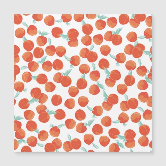 Carte Magnétique Fruits de pêche, motif d'été. (Devant)