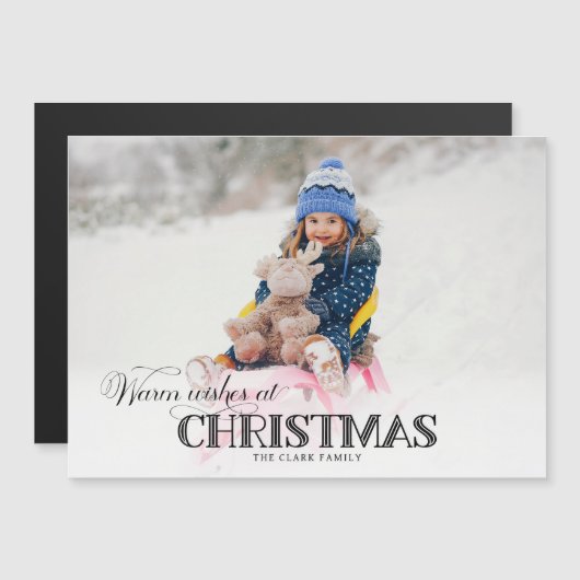 Carte Magnétique Fun Custom Christmas Typographie Photo (Devant / Derrière)