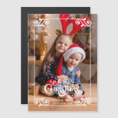 Carte Magnétique Fun Tourbillonnant Noël Frontière Joyeux Noël Phot (Devant / Derrière)