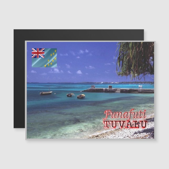 Carte Magnétique Funafuti - Tuvalu - Vue mer - (Devant / Derrière)