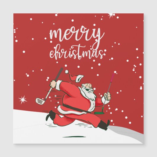 Carte Magnétique Funny cadeau de golf du Père Noël pour Joyeux Noël (Devant)
