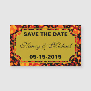 Carte Magnétique Funny Heart Motif VIII - noir rouge jaune + texte