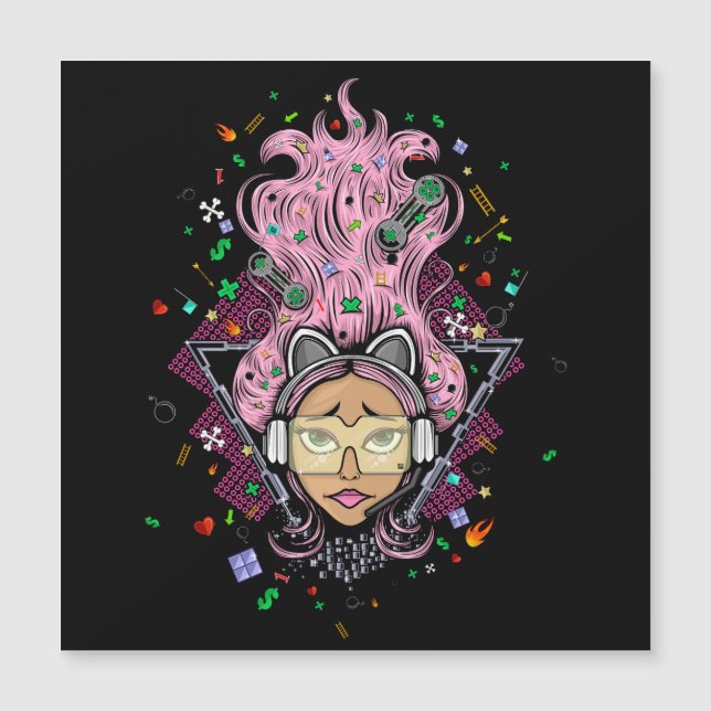 Carte Magnétique Gamer fille (Devant)