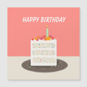 Carte Magnétique Gâteau Confetti heureux anniversaire