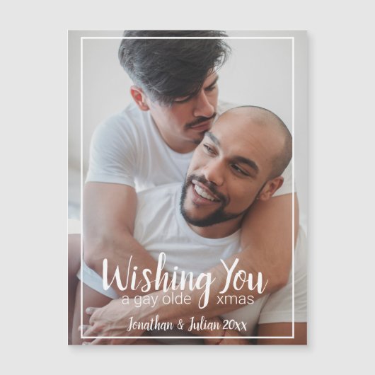 Carte Magnétique Gay Olde Christmas Vacances LGBTQ (Devant)