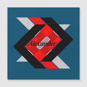 Carte Magnétique Géométrique bleu gris rouge noir personnalisé simp