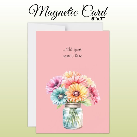 Carte magnétique gerbera florale rose