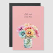 Carte magnétique gerbera florale rose (Devant / Derrière)