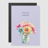 Carte magnétique gerbera florale violet texte pers (Devant / Derrière)