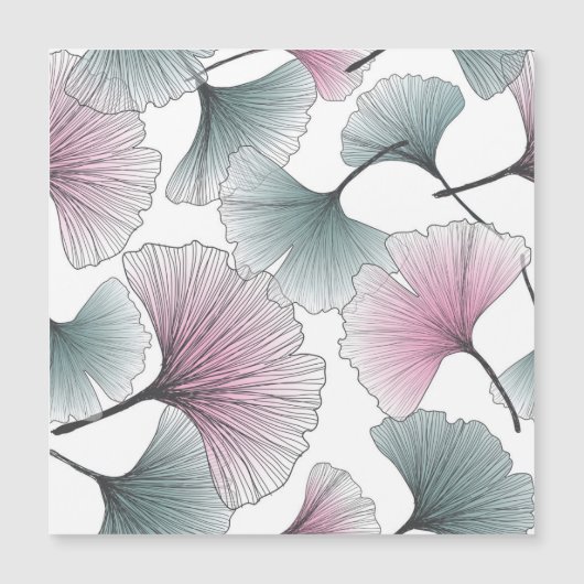 Carte Magnétique Gingko biloba dessiné à la main. (Devant)
