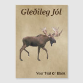 Carte Magnétique Gleðileg Jól - Oie Taupe Sur Ancien Papier (Devant)