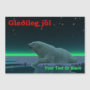 Carte Magnétique Gleðileg Jól - Ours polaire de bord de glace