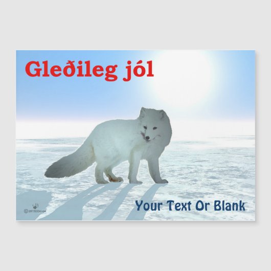 Carte Magnétique Gleðileg Jól - Renard arctique (Devant)