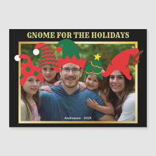 Carte Magnétique Gnome de Noël pour les Fêtes Fun Family Photo