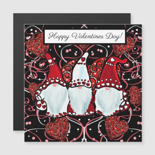 CARTE MAGNÉTIQUE GNOMES DE LA SAINT-VALENTIN   (Devant / Derrière)