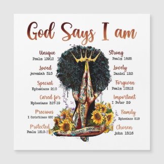 Carte Magnétique God says I am black women melanin Christian sista
