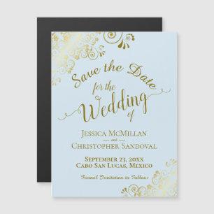 Carte Magnétique Gold Calligraphie Poudre Bleu Enregistrer l'aimant