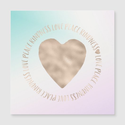 Carte Magnétique Gold Heart Kindness Peace Love Inspiration citatio (Devant)