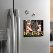 Carte Magnétique Gold Script Joyeux Noël Photo de Noël Magnétique