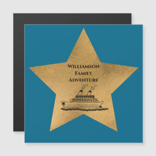 Carte Magnétique Gold Star Monogram Cruise Navire Finder Porte Bleu