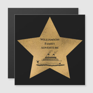 Carte Magnétique Gold Star Monogram Cruise Ship Stateroom Cabine