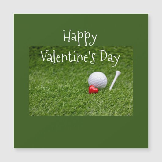 Carte Magnétique Golf Valentine Card Golf ball et tee-shirt love (Devant)