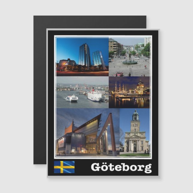 Carte Magnétique Göteborg - Suède - Mosaic - (Devant / Derrière)