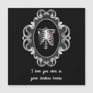 Carte Magnétique Gothique Romance Crâne et Coeur Saint Valentin