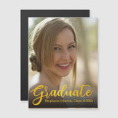 Carte Magnétique Graduate Gold Script classe photo 2022 Graduation (Devant / Derrière)