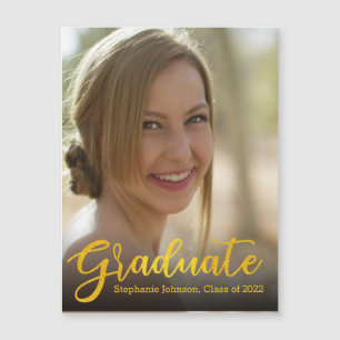 Carte Magnétique Graduate Gold Script classe photo 2022 Graduation