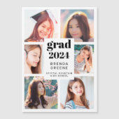 Carte Magnétique Graduation 6 Photo Collage noir Script blanc (Devant)