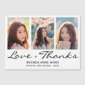 Carte Magnétique Graduation Merci 3 Photo Collage noir Script (Devant)