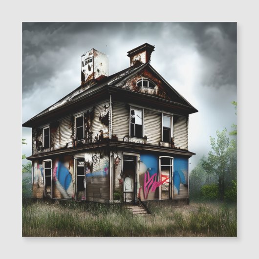 Carte Magnétique Graffiti de peinture en aérosol abandonné dans la (Devant)