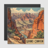 Carte Magnétique Grand Canyon Retro Design de voyage (Devant / Derrière)