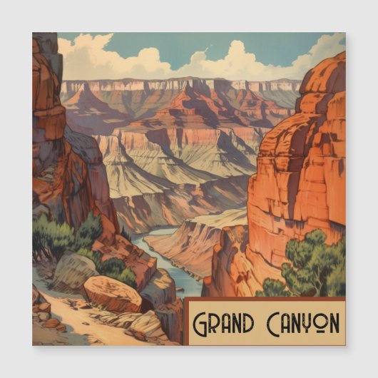 Carte Magnétique Grand Canyon Retro Design de voyage (Devant)