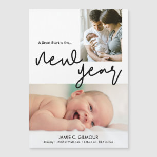 Carte Magnétique Grand Début moderne au Nouvel An Photos pour bébés