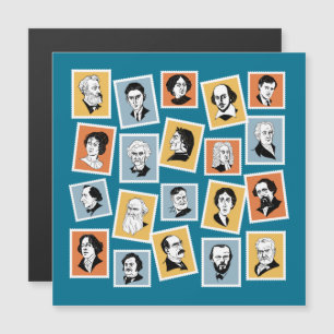 Carte Magnétique Grands écrivains, poètes et dramaturges sur timbre