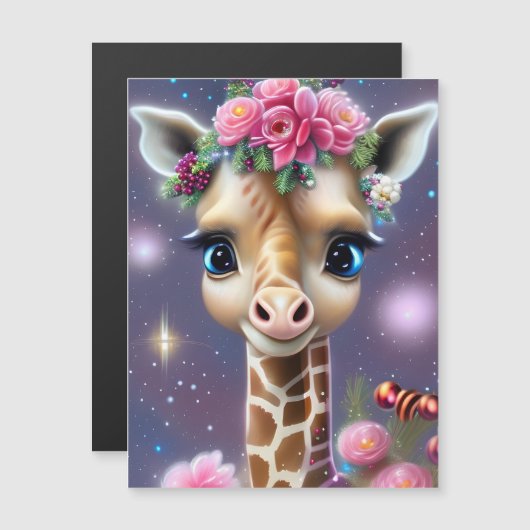 Carte Magnétique Graphique de Giraffe Bébé mignonne (Devant / Derrière)