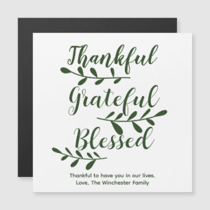 Carte Magnétique Grateful Bienheureux vert foncé script moderne