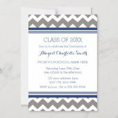 Carte magnétique Gray Blue Chevron Graduon Party (Recto)