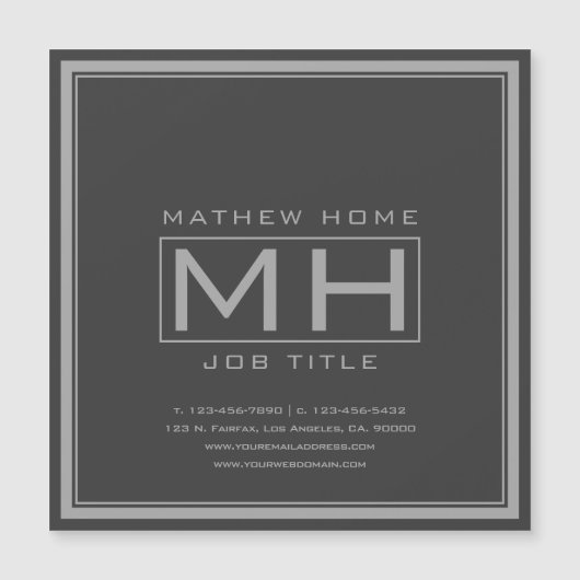 Carte Magnétique Gray et gris foncé professionnel (Devant)