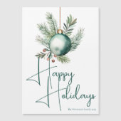 Carte magnétique Green Ornament Happy Holidays (Devant)