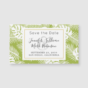 Carte Magnétique Green Palm Feuille Rainforest Motif Mariage Date