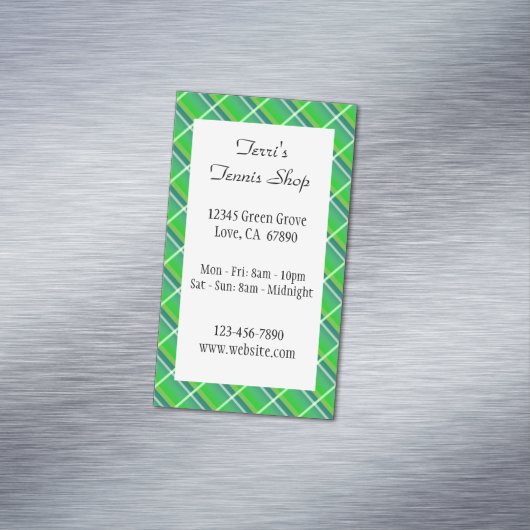 Carte magnétique Green Plaid Custom Small Business (In Situ)
