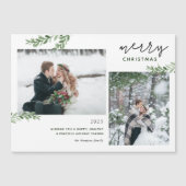 Carte Magnétique Greenery Branches 2 Photo Magnetic Christmas Card (Devant)