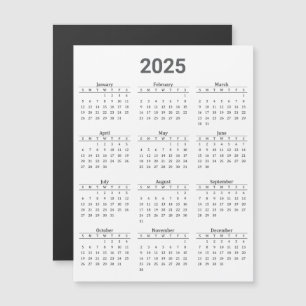 Carte magnétique Gris et Blanc 2025 Calendrier ann
