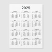 Carte magnétique Gris et Blanc 2025 Calendrier ann (Devant)